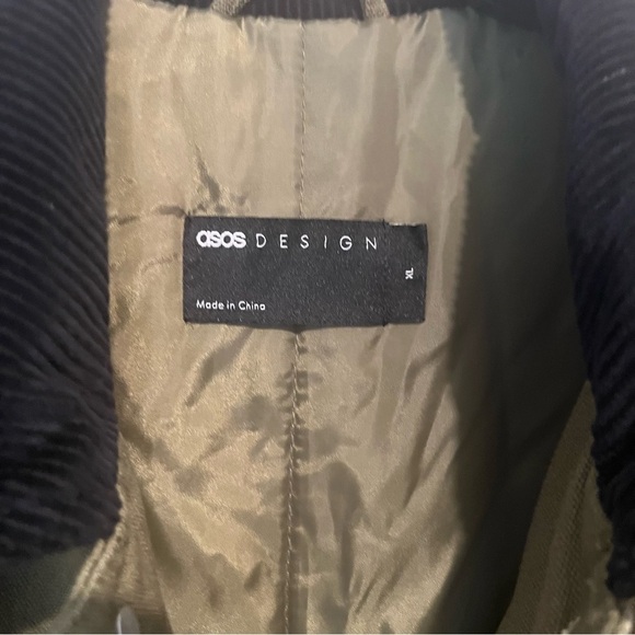 NWOT ASOS DESIGN Oversized Harrington Jacket in Khaki Corduroy collar Size XL - Picture 7 of 9
